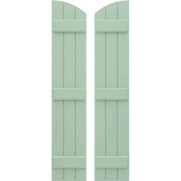 Ekena Millwork Americraft 3-Board (3 Batten) Wood Joined Board-n-Batten Shutters w/Ellipt Top, ARW401BE311X77SGH, PR ARW401BE311X77SGH - main